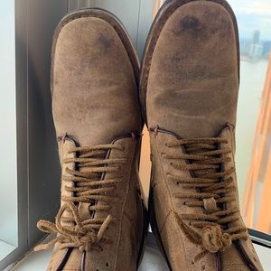 John Varvatos Olive/Brown Suede Side Zip Boot 10.5